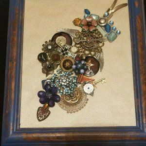 FRAMED VTGJEWELRY ART 10X12 "TIME" OOAK HANDMADE